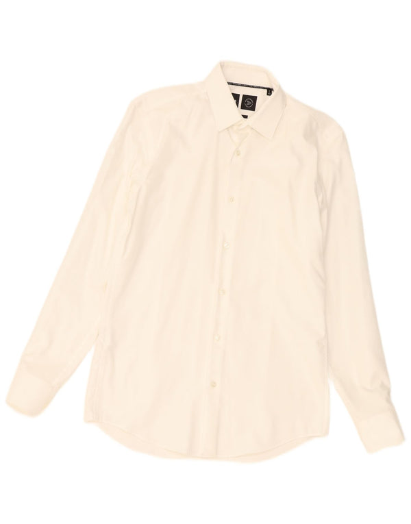Hugo Boss Camisa Slim Fit para hombre Talla 14 1/2 37 Algodón blanco pequeño