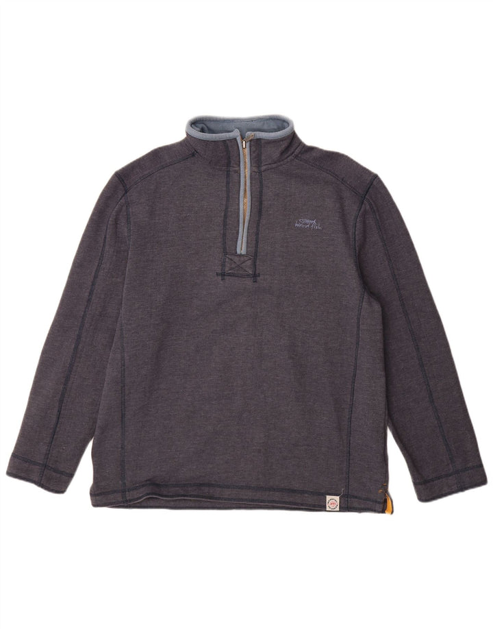 WEIRD FISH Sudadera con cuello y cremallera para hombre, jersey grande, algodón azul marino