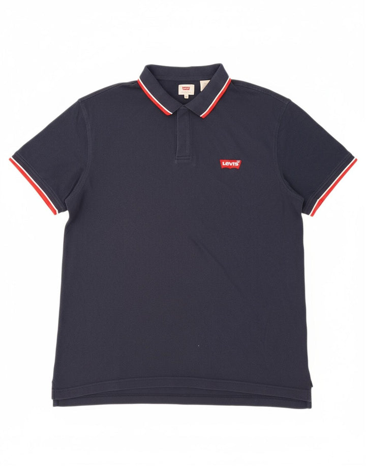 LEVI'S Mens Polo Shirt XL Navy Blue Cotton
