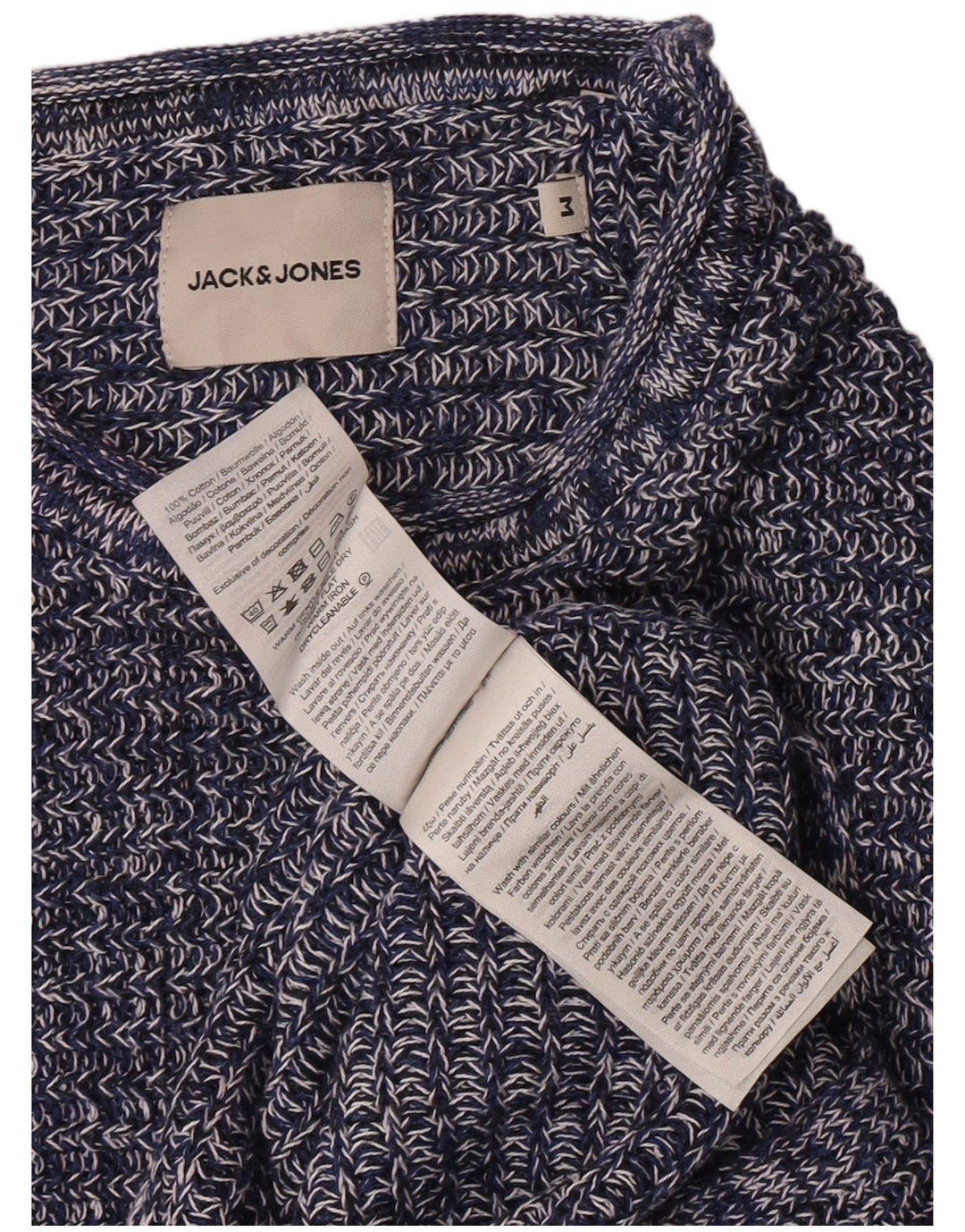 Jersey Jack & Jones Hombre con cuello redondo y cuello redondo de algodón azul marino medio