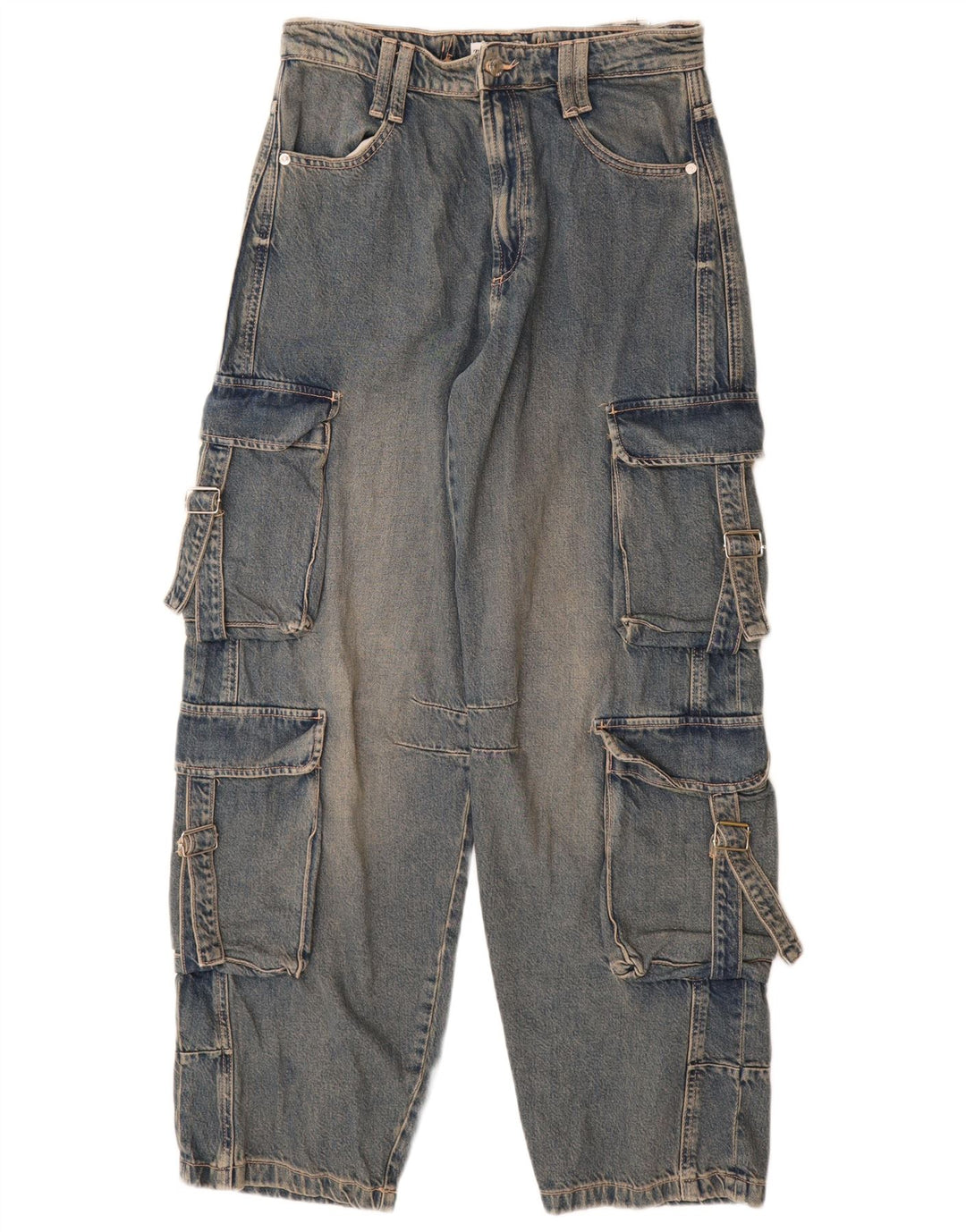 Zara Mujer Vaqueros Cónicos Cargo EU 40 Medium W30 L32 Azul