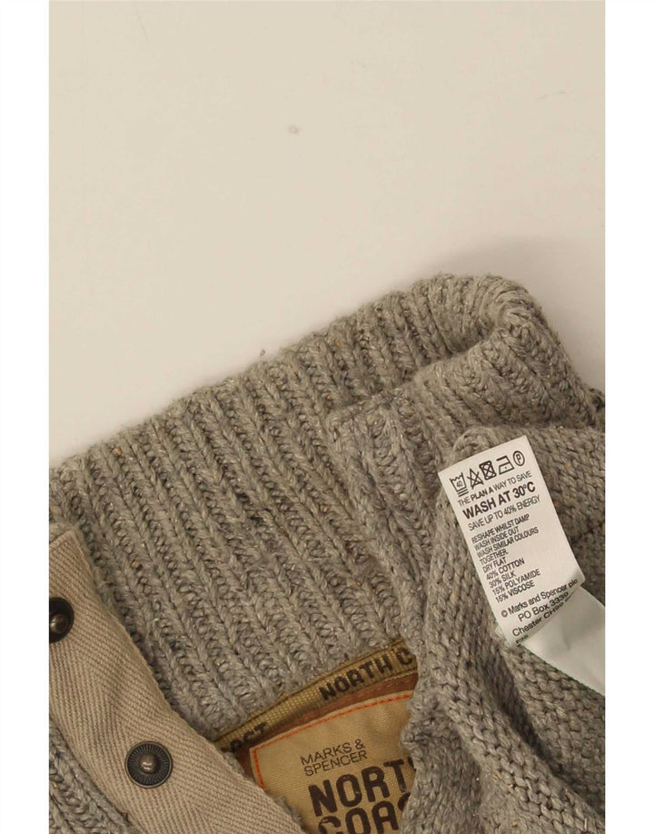 Marks & Spencer Jersey con cuello y botones para hombre de algodón moteado gris pequeño