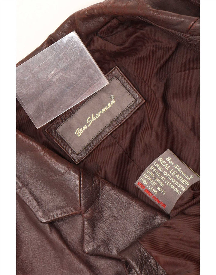 Ben Sherman Chaqueta Blazer de Cuero con 3 Botones para Hombre UK 38 Marrón Medio