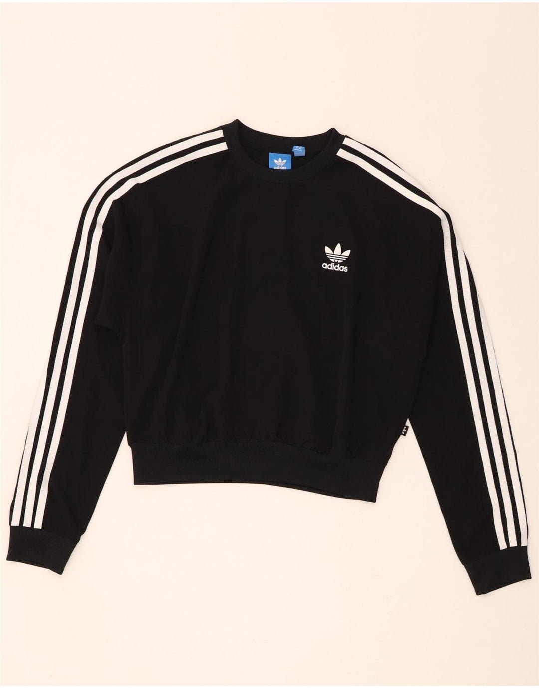 Adidas Mujer Crop Oversize Sudadera Jumper UK 8 Pequeño Poliéster Negro