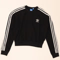 Adidas Mujer Crop Oversize Sudadera Jumper UK 8 Pequeño Poliéster Negro