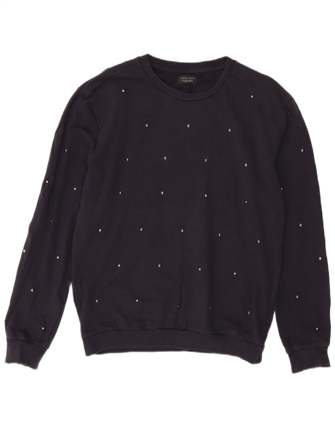 Zara Hombre Sudadera Jumper Large Azul Marino Algodón
