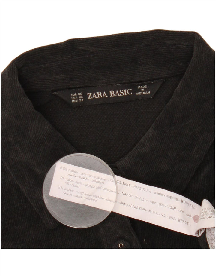 Zara Mujer Camisa De Pana Extragrande UK 6 XS Poliéster Negro