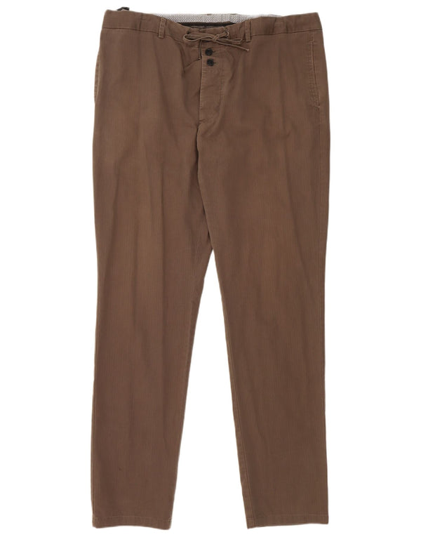 Zara Mens Slim Chino Pantalones EU 48 XL W38 L33 Marrón Algodón
