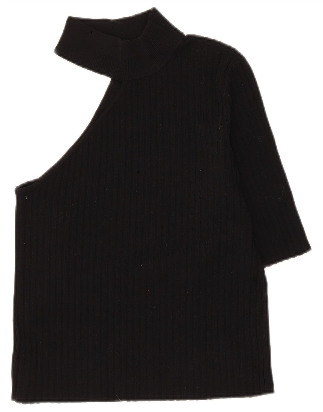Zara Mujer Crop Top De Un Hombro Reino Unido 8 Pequeño Nylon Negro