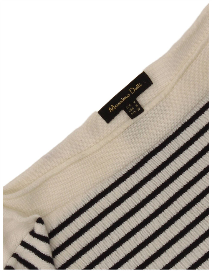 Massimo Dutti Top Mujer Manga 3/4 UK 42 Mediano Blanco Rayas Náutico