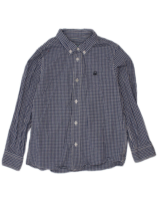 Benetton Camisa para Niño 6-7 Años Small Azul Marino Vichy Algodón