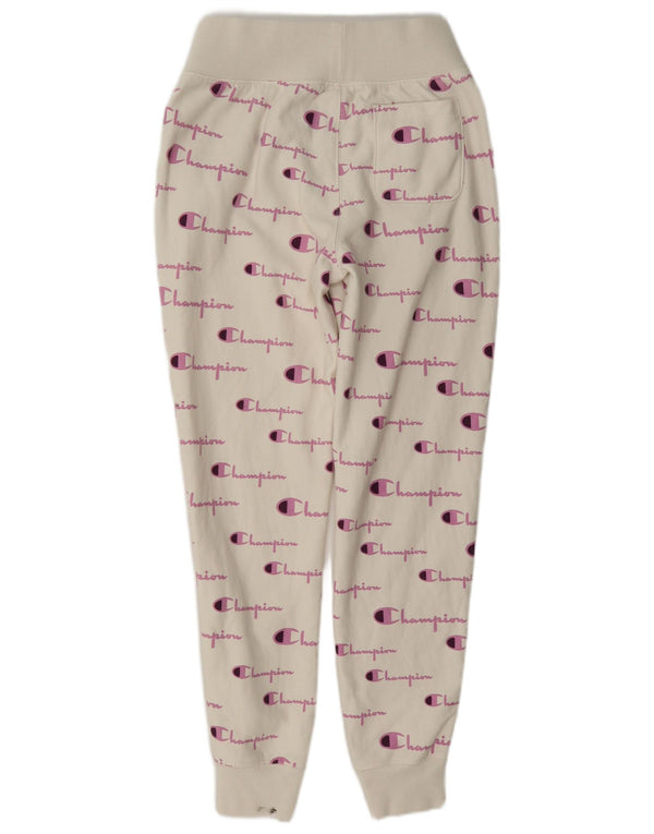 Champion Pantalones de Chándal de Tejido Inverso para Mujer Joggers UK 10 Small White