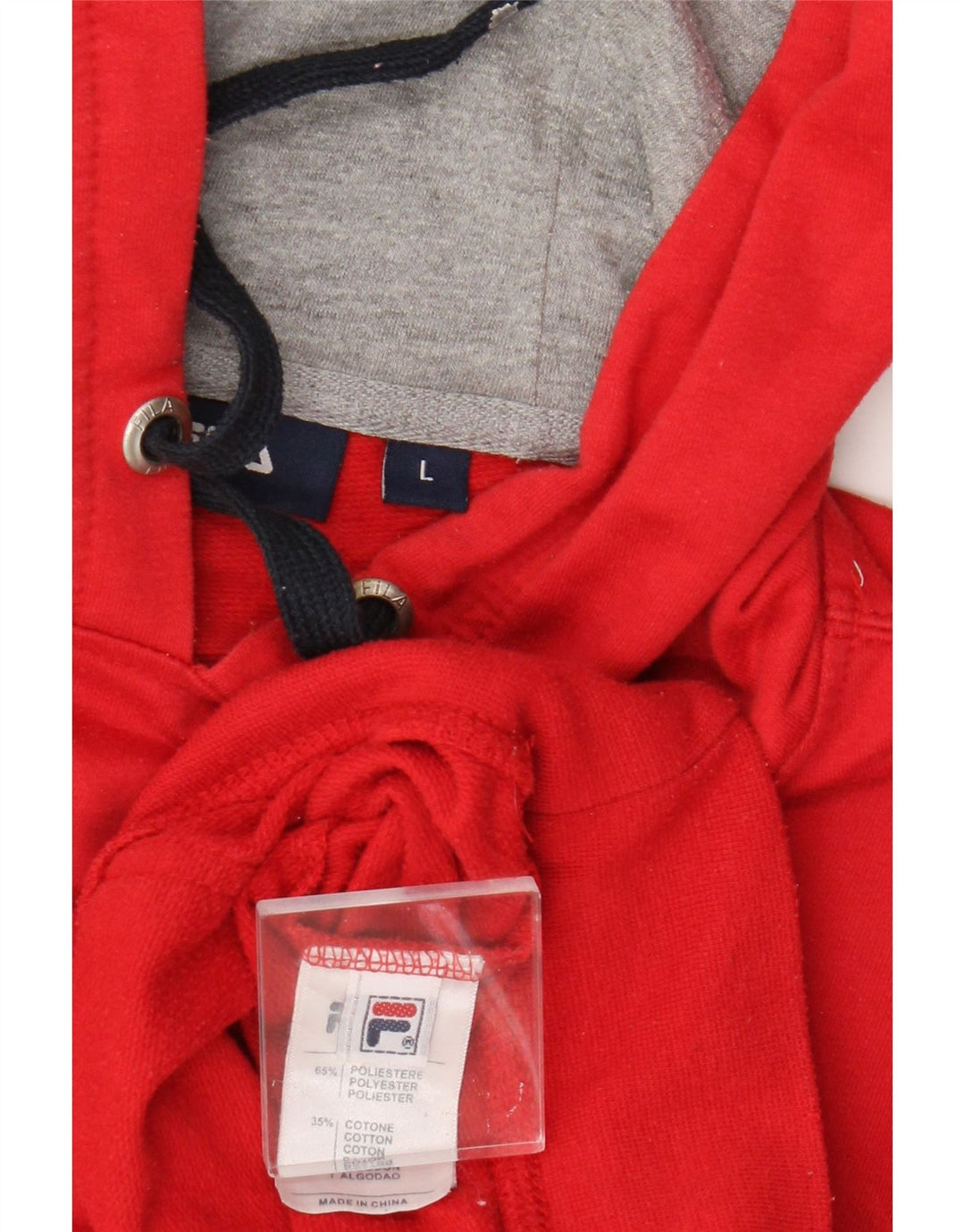 Fila Jersey con capucha gráfica para hombre, poliéster rojo grande
