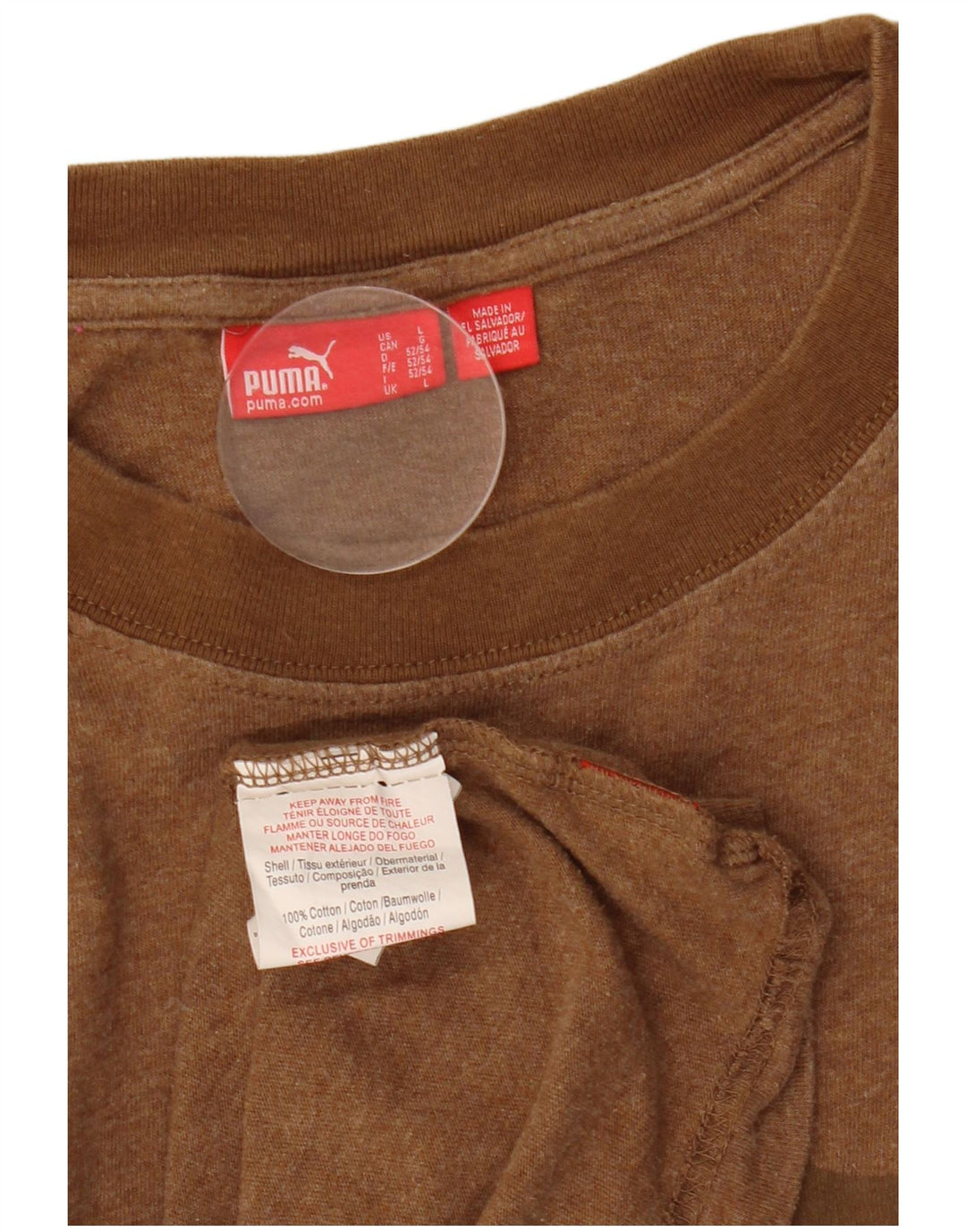 Puma Camiseta gráfica de ajuste regular para hombre Top grande de algodón marrón