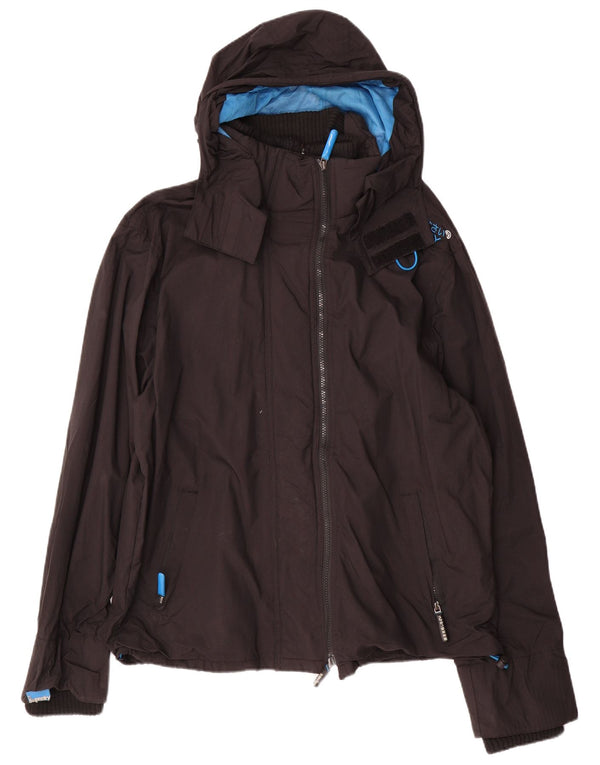 Superdry Chaqueta impermeable con capucha y estampado Windcheater para hombre UK 44 2XL Nylon negro