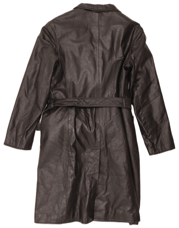 Abrigo de cuero vintage para mujer IT 48 XL Negro