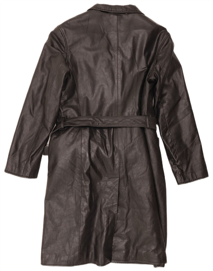 Abrigo de cuero vintage para mujer IT 48 XL Negro