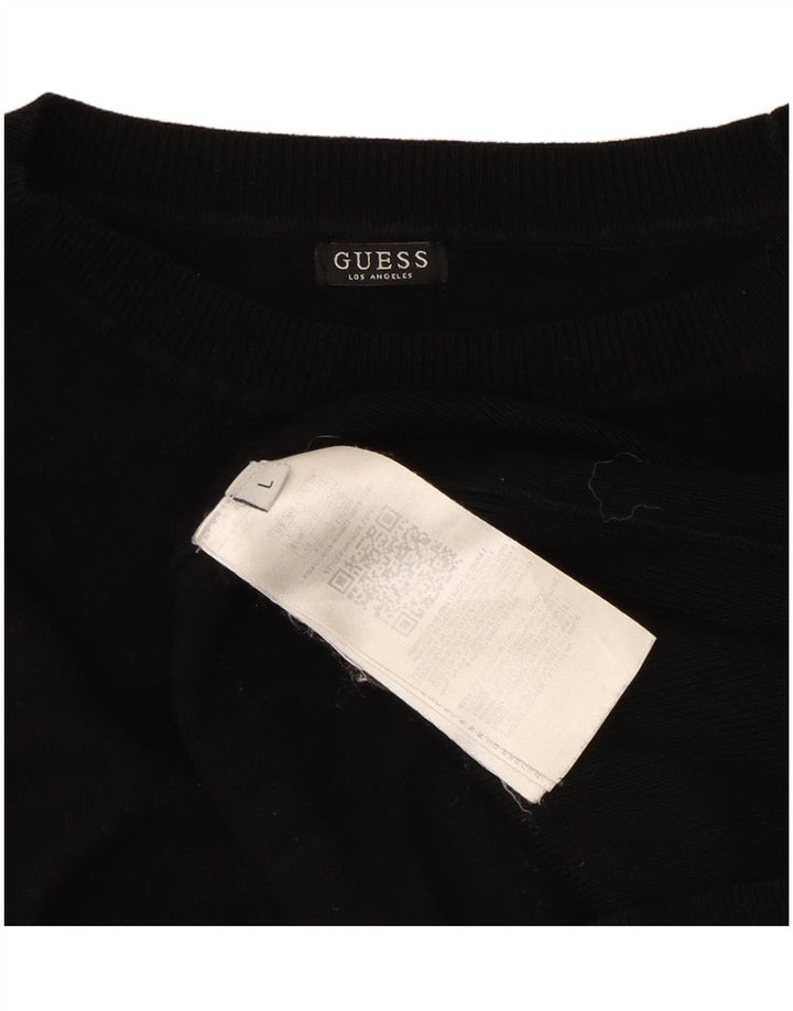 Guess Jersey de cuello redondo para mujer UK 12 Medium Black Viscosa