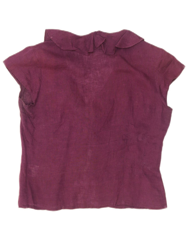 Blunauta Blusa de manga corta con volantes en la parte delantera para mujer IT 42 Púrpura mediano