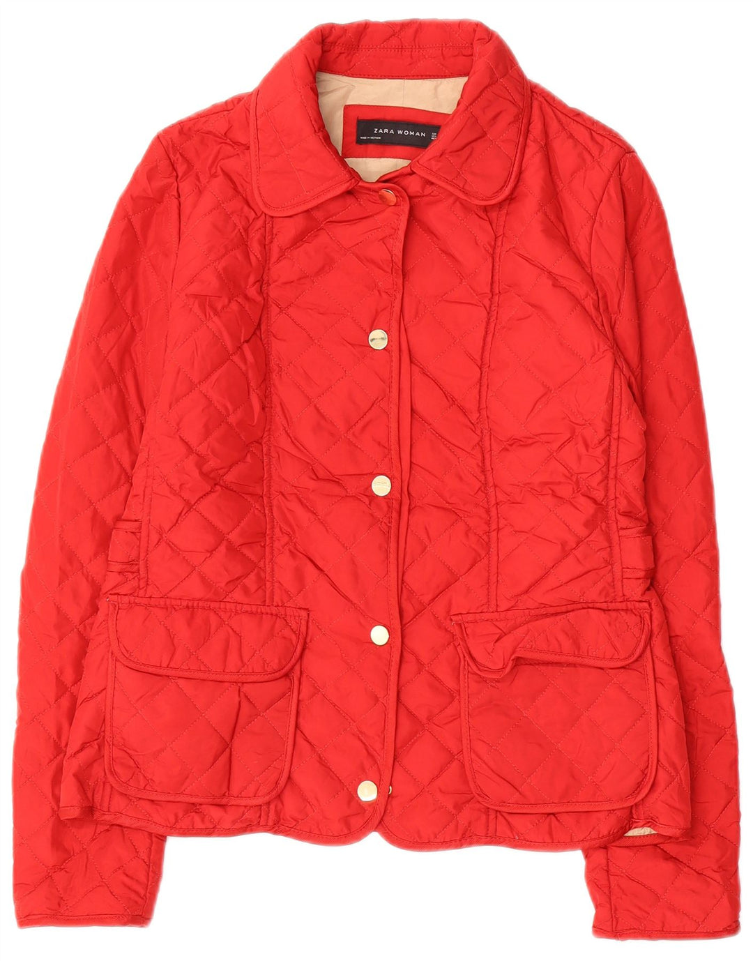 ZARA Chaqueta Acolchada Mujer UK 40 Mediano Rojo Poliéster
