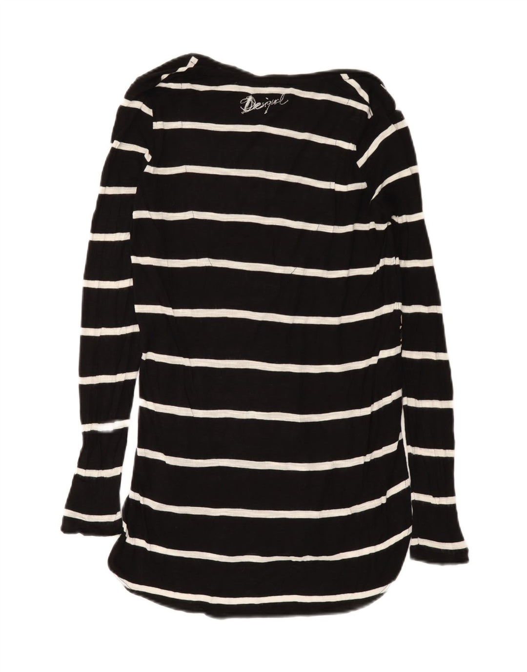 Desigual Top tipo túnica de manga larga con gráfico para mujer UK 40 Mediano Rayas negras