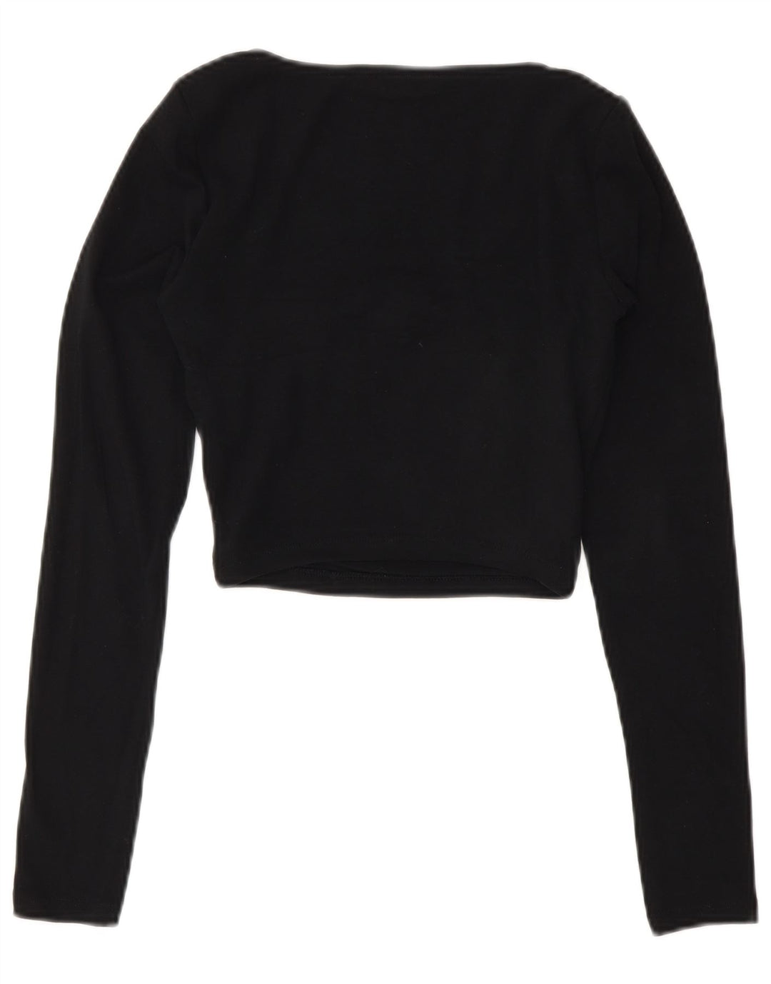 Zara Mujer Crop Top Manga Larga UK 8 Small Algodón Negro