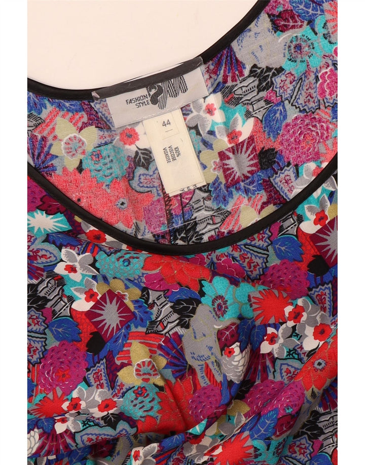 VINTAGE Vestido de mujer A-Line EU 44 XL Viscosa floral multicolor