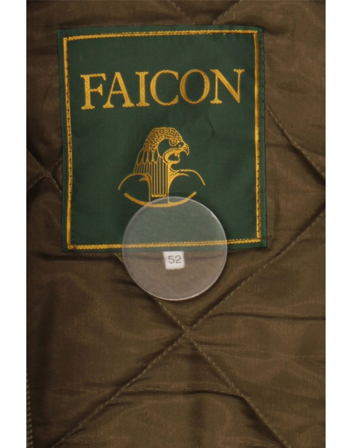 Chaqueta acolchada con capucha vintage para hombre IT 52 XL Caqui
