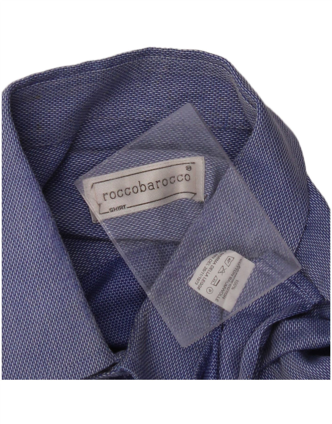 ROCCOBAROCCO Mens Shirt Size 42 Large Blue Flecked Cotton