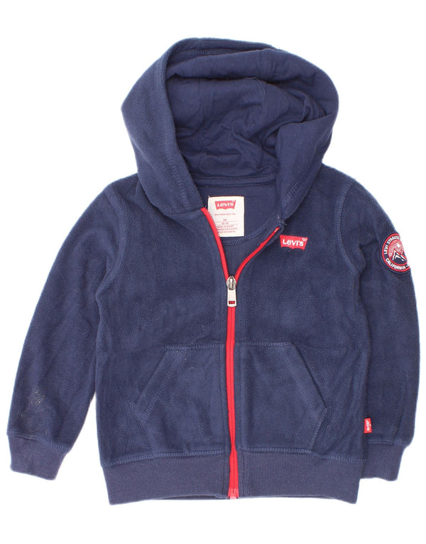 Levi's Suéter con capucha y cremallera de forro polar para bebés de 18 a 24 meses Poliéster azul marino
