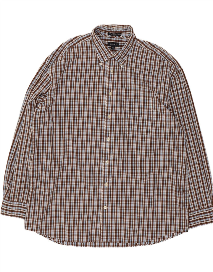 Gant Camisa Regular Fit Hombre 3XL Algodón A Cuadros Marrón