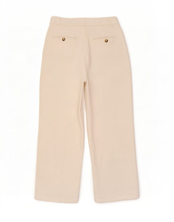 Zara Mujer Pantalón Chino De Pierna Ancha Pequeño W26 L27 Blanco