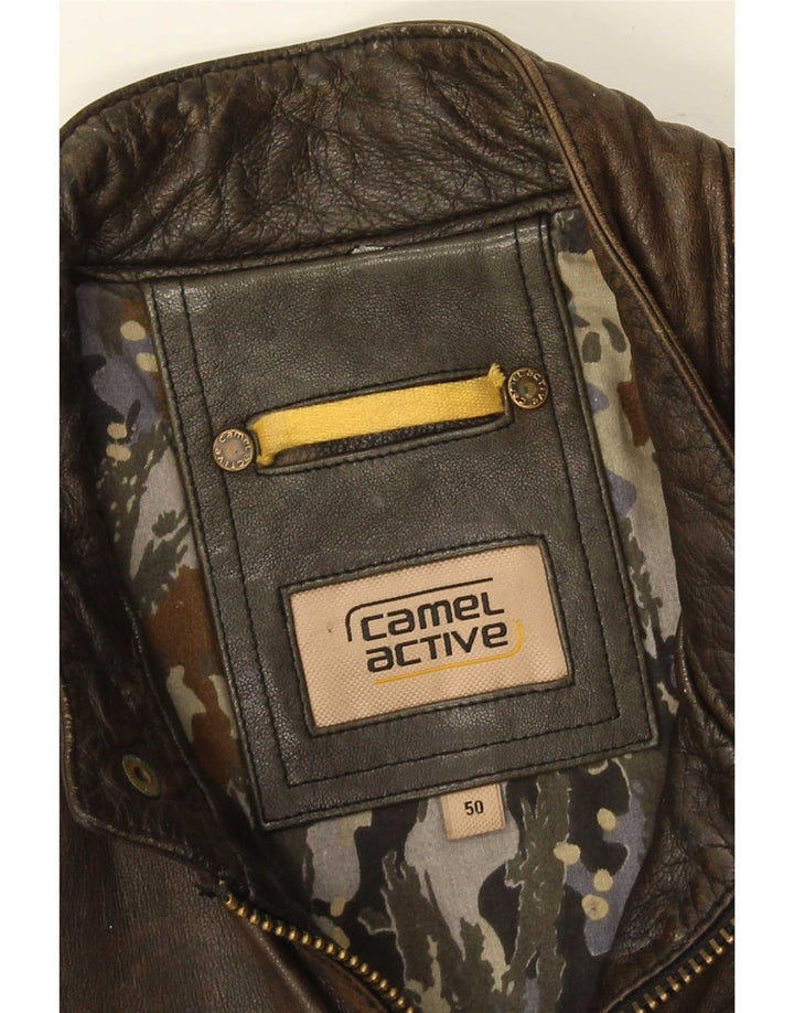 Camel Active Chaqueta de cuero para hombre IT 50 Large Brown