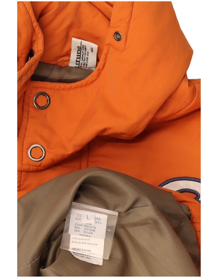Chaqueta acolchada con capucha y gráfico para hombre Studio UK 40 Large Algodón naranja