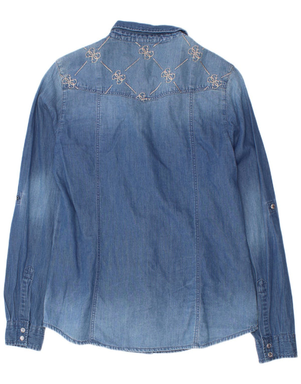 Guess Camisa Vaquera Niña 13-14 Años Algodón Floral Azul