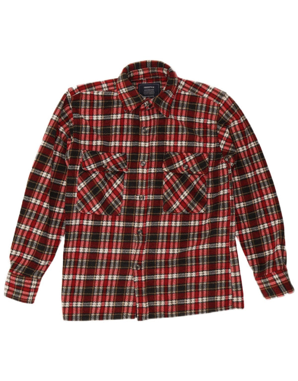 Camisa de franela vintage para hombre Poliéster a cuadros rojos medianos