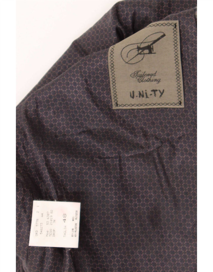 Chaleco vintage para hombre IT 48 Lana gris medio Gingham