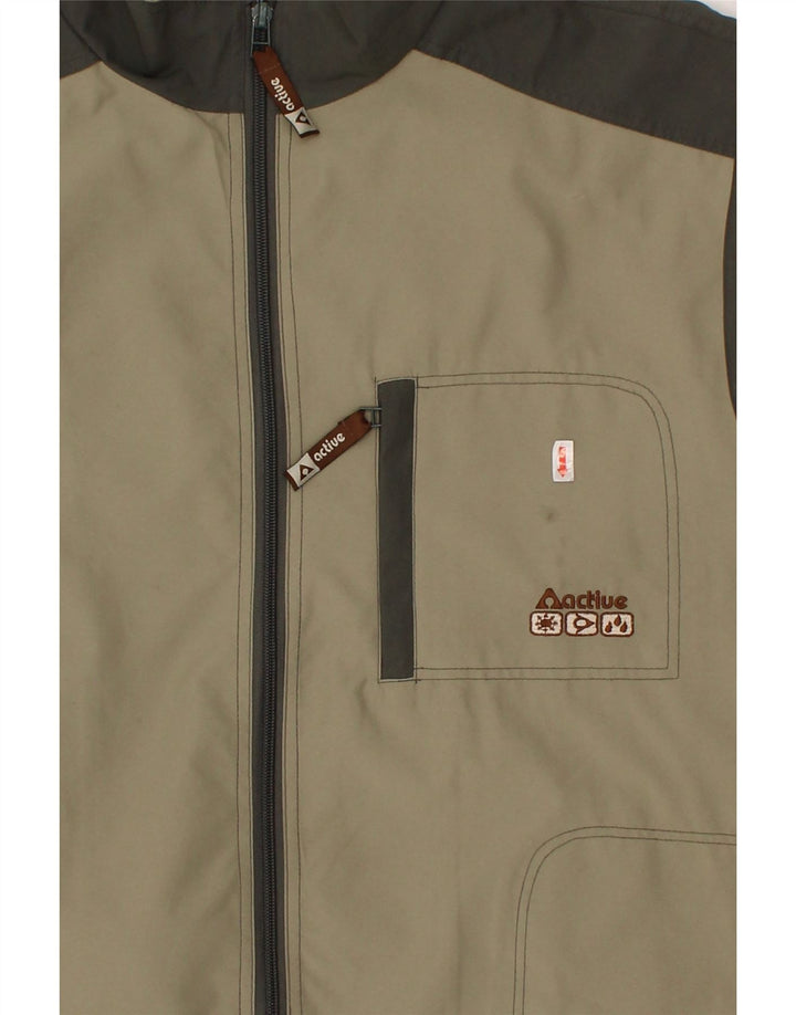 ACTIVE Mens Sleeveless Tracksuit Top Jacket Large Khaki Colourblock Vintage Active and Second-Hand Active from Messina Hembry 