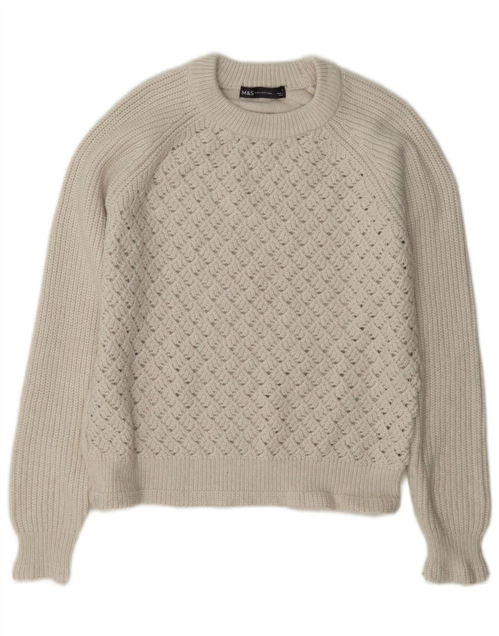 Marks & Spencer Suéter de Cuello Redondo de Gran tamaño para Mujer UK 10 Small White
