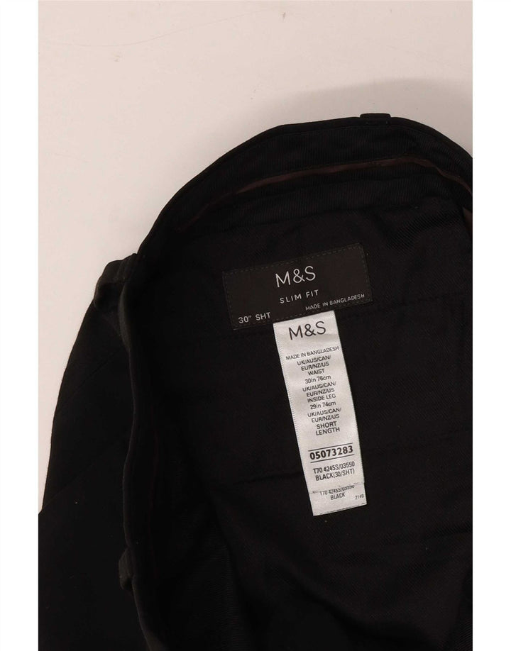 Marks & Spencer Pantalón chino ajustado para hombre W30 L29 Poliéster negro