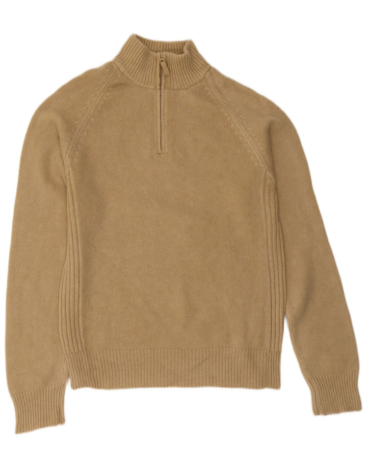 Timberland Jersey con cuello y cremallera para hombre, talla 2XL, lana de cordero beige
