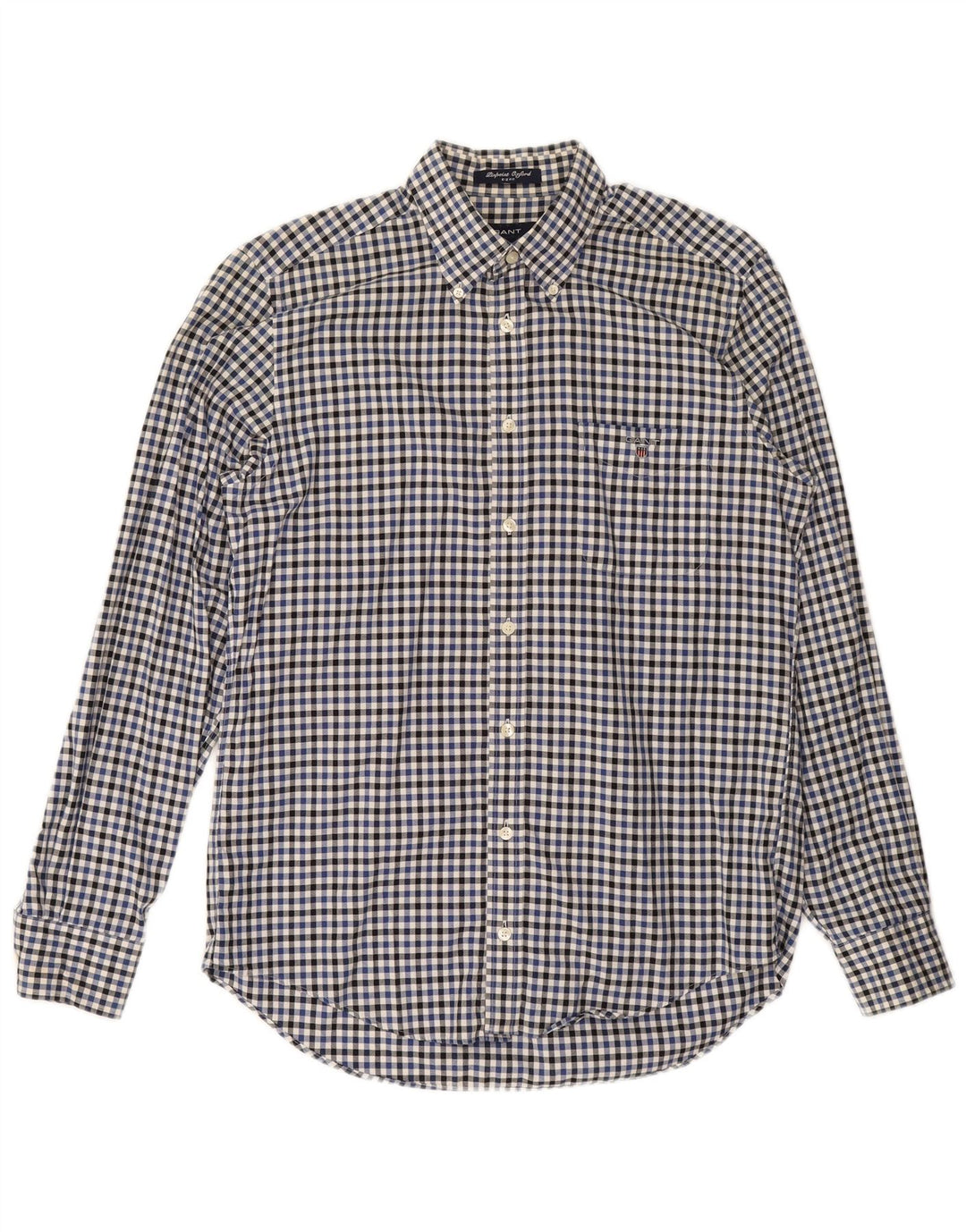 GANT Mens E-Z Fit Shirt Medium Blue Gingham Cotton