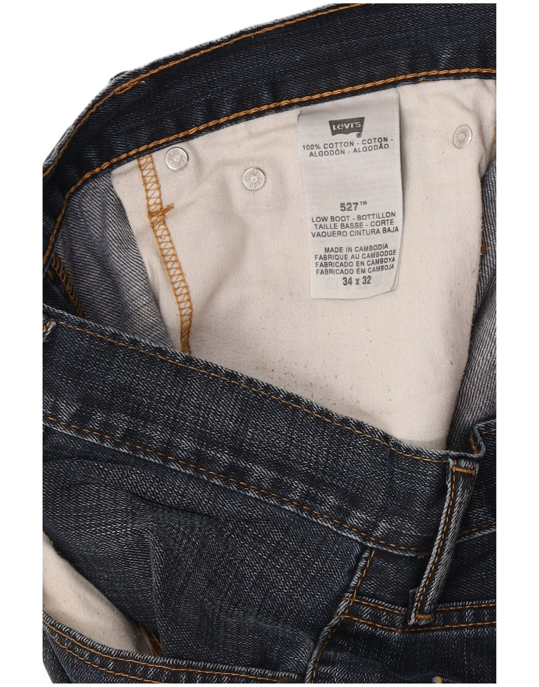 Levi's Hombre 527 Bootcut Jeans W34 L32 Algodón Azul Marino