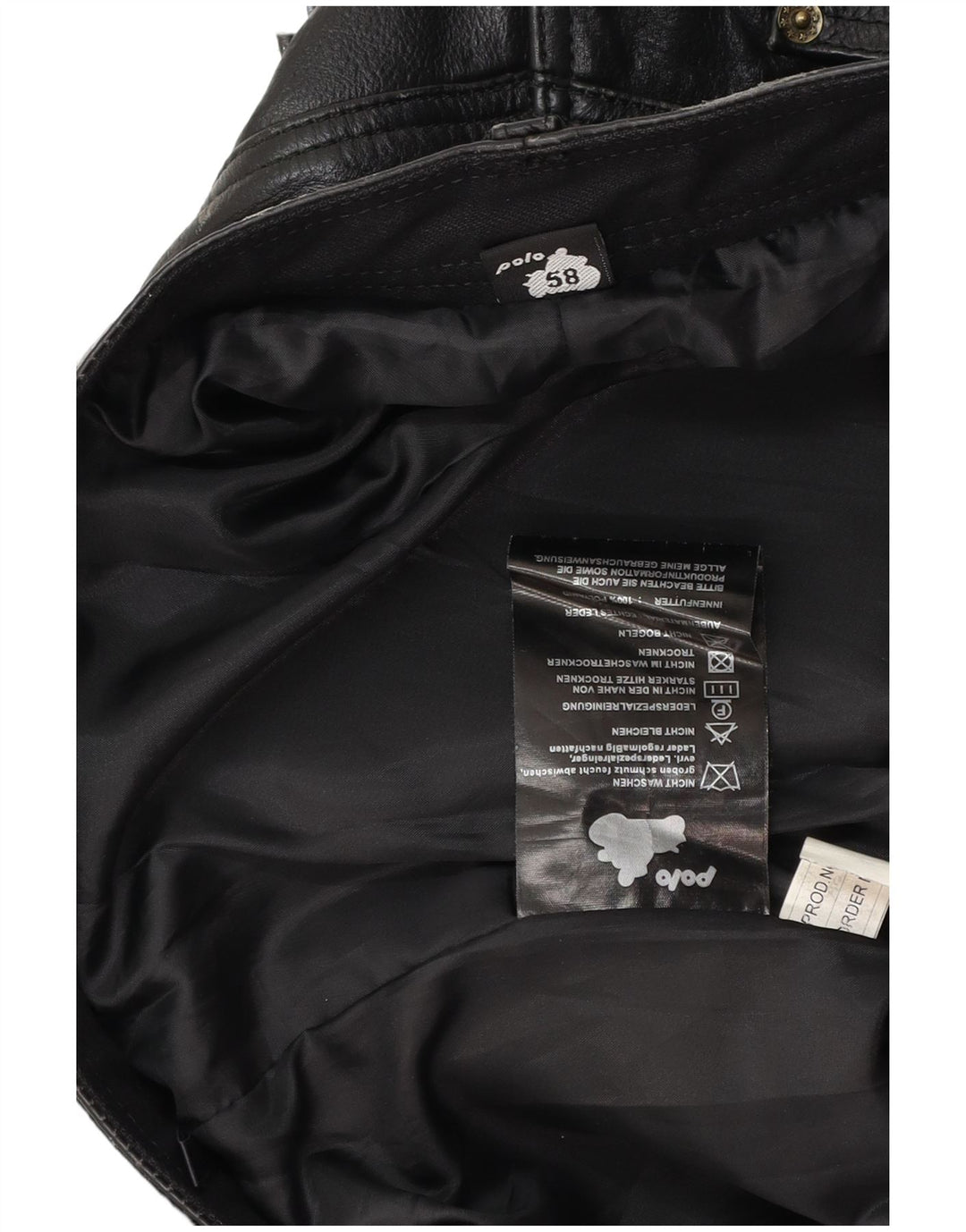 POLO Pantalón recto de cuero para hombre W38 L31 Cuero negro