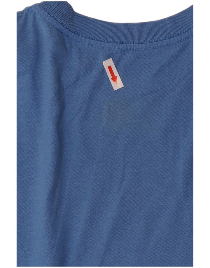 Nike Camiseta con gráfico de ajuste estándar para hombre, parte superior de algodón azul medio