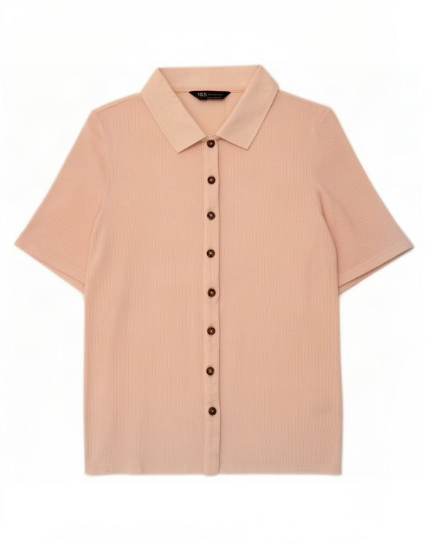 Marks & Spencer Camisa de manga corta para mujer UK 40 Small Viscosa rosa