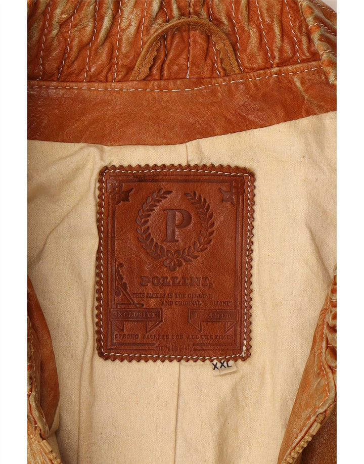 Pollini Chaqueta de cuero para hombre UK 44 2XL Beige