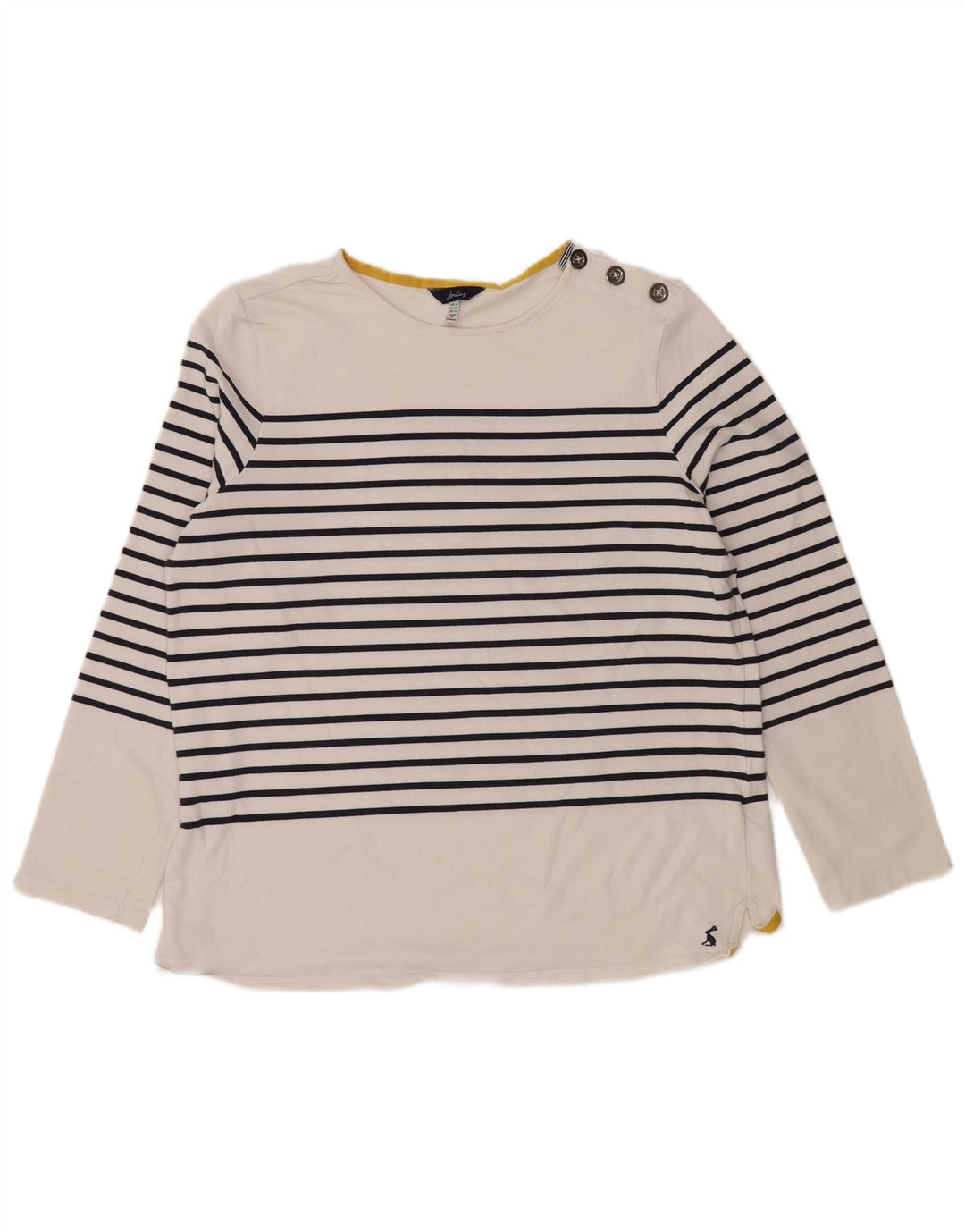 JOULES Top de mujer de manga larga UK 46 Grande Algodón a rayas blancas