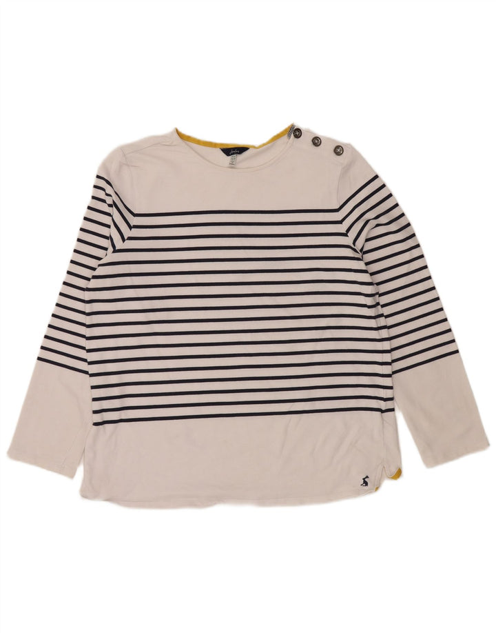 JOULES Top de mujer de manga larga UK 46 Grande Algodón a rayas blancas