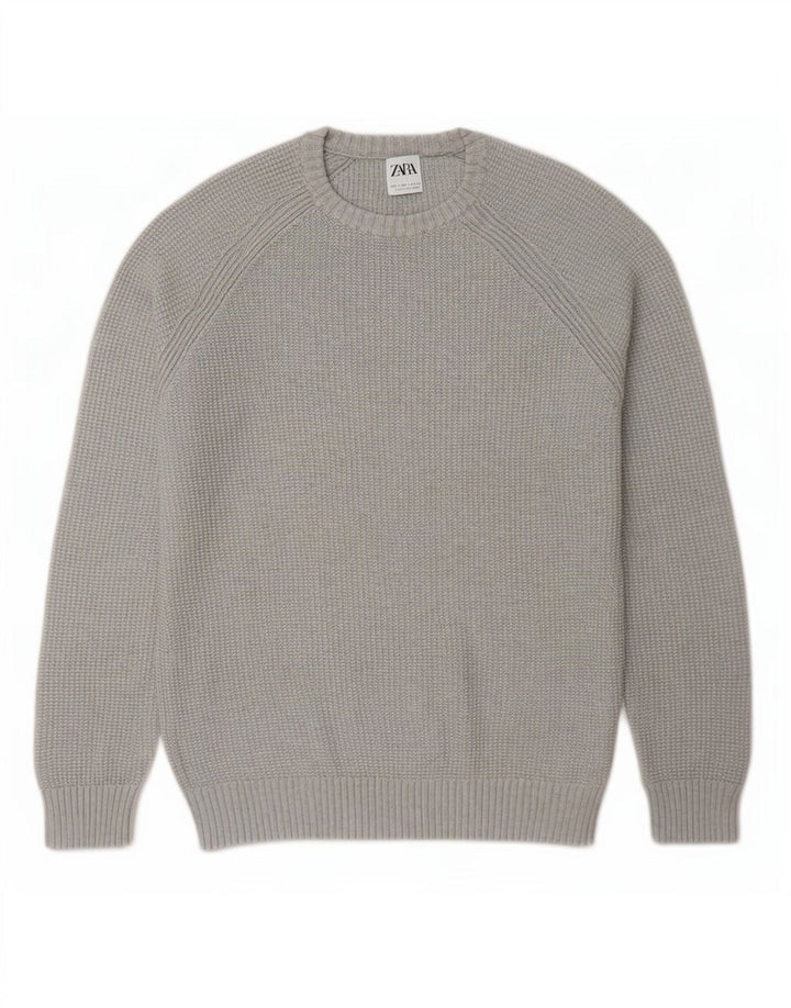 Zara Hombre Jersey De Cuello Redondo Jersey Grande Gris